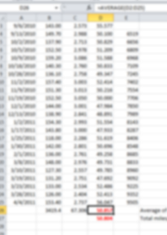 Representation of a spreadsheet that tracks mileage